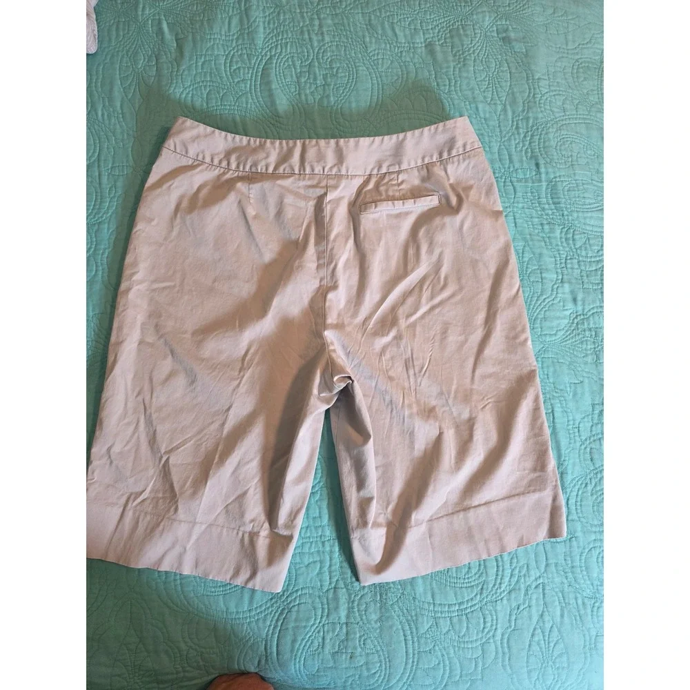 Talbots Womens Khaki Tan Stretch Chino Bermuda Shorts Size 16 Cotton Blend